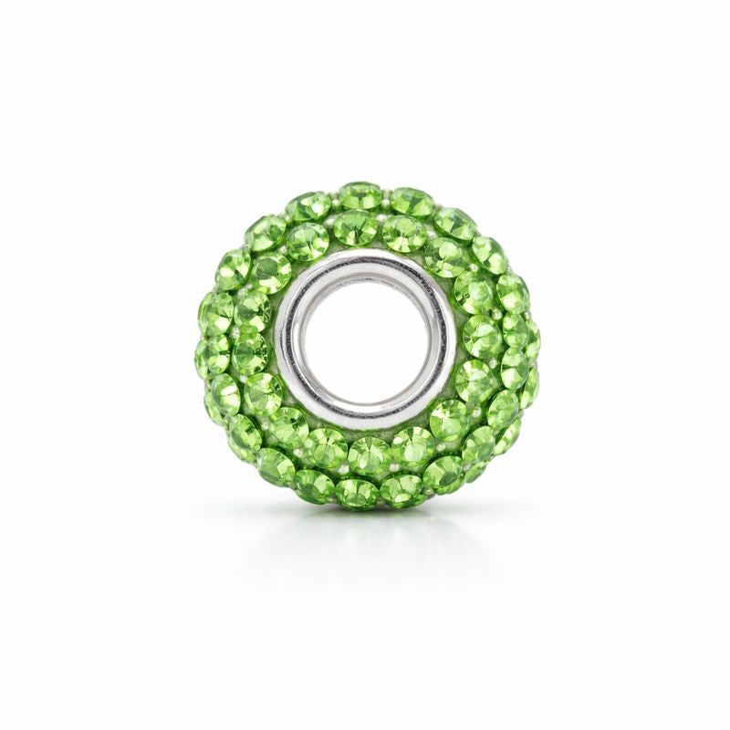 Sterling Silver Light Green Swarovski Crystal Bead Charm