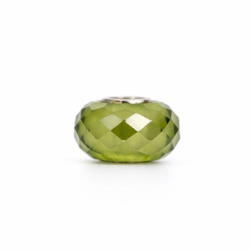 Sterling Silver Green Checkered CZ Bead Charm