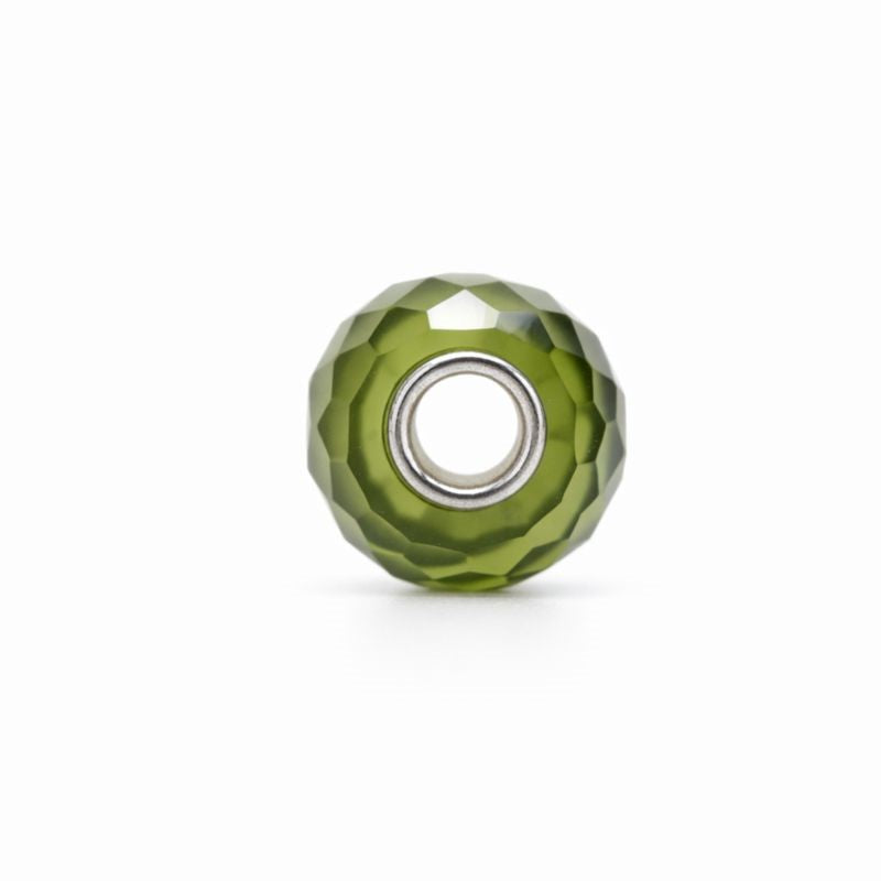 Sterling Silver Green Checkered CZ Bead Charm