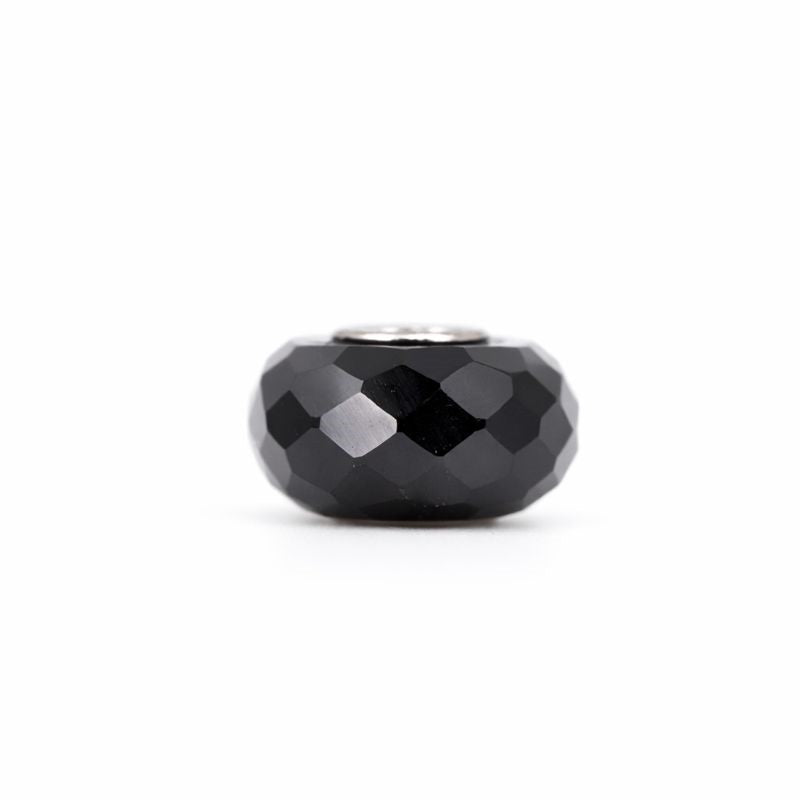 Sterling Silver Black Checkered CZ Bead Charm
