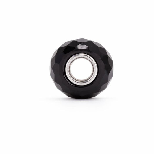 Sterling Silver Black Checkered CZ Bead Charm