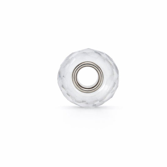 Sterling Silver White Checkered CZ Bead Charm