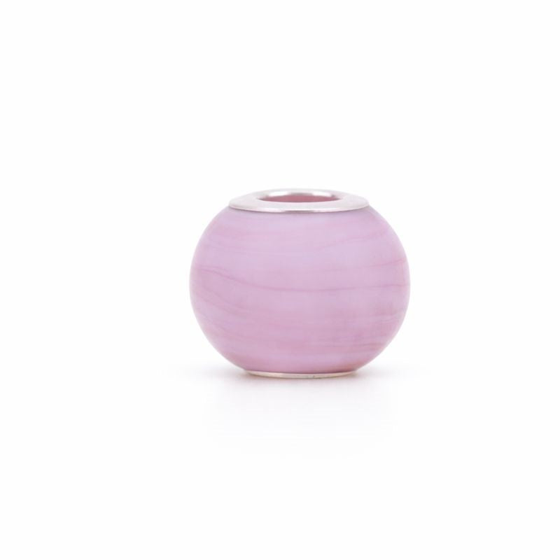 Sterling Silver Matte Pink Murano Glass Bead Charm