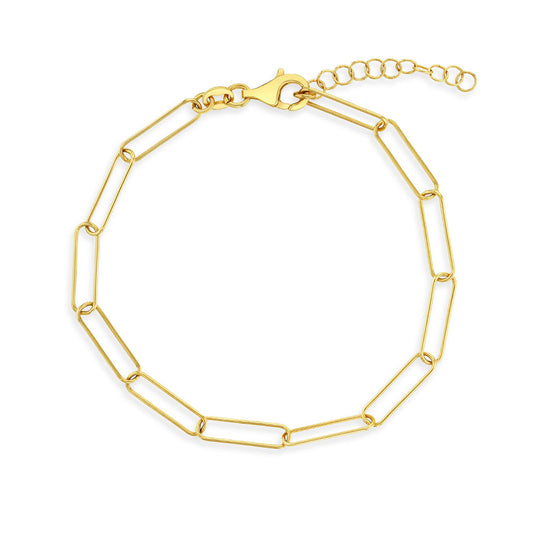 14K Yellow Gold Plated Paperclip Bracelet