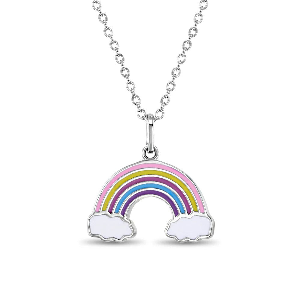 Sterling Silver Enamel Rainbow Children's Necklace