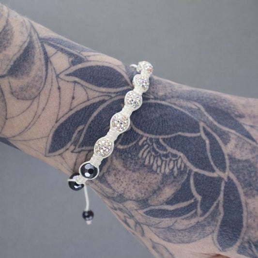 Iridescent Swarovski® Crystal & Hematite Bead Macramé Adjustable Bracelet
