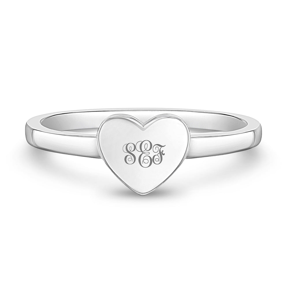 Sterling Silver Engravable Heart Children's Ring
