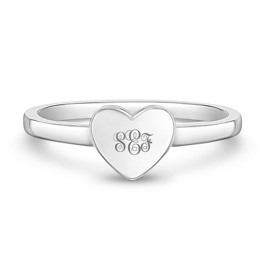 Sterling Silver Engravable Heart Children's Ring