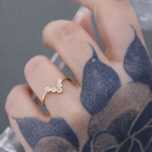 14k Gold Plated V-Shape CZ Ring