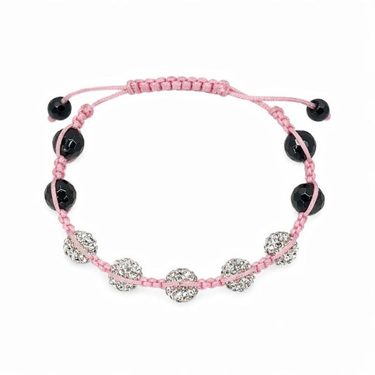 White Swarovski® Crystal & Hematite Bead Macramé Adjustable Bracelet
