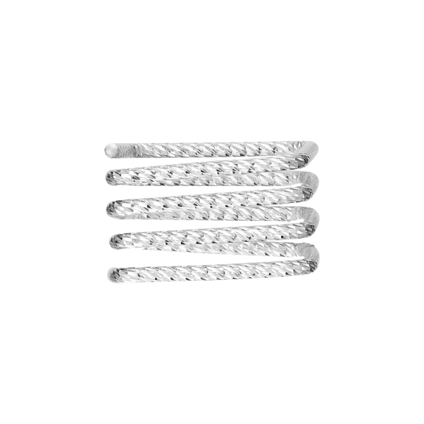 Rhodium Plated Diamond-Cut Square Multi-Row Ring