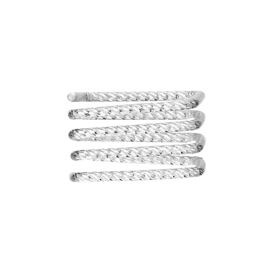 Rhodium Plated Diamond-Cut Square Multi-Row Ring