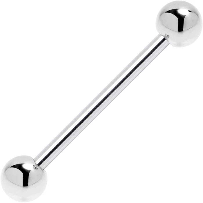 14K White Gold 14G Straight Barbell