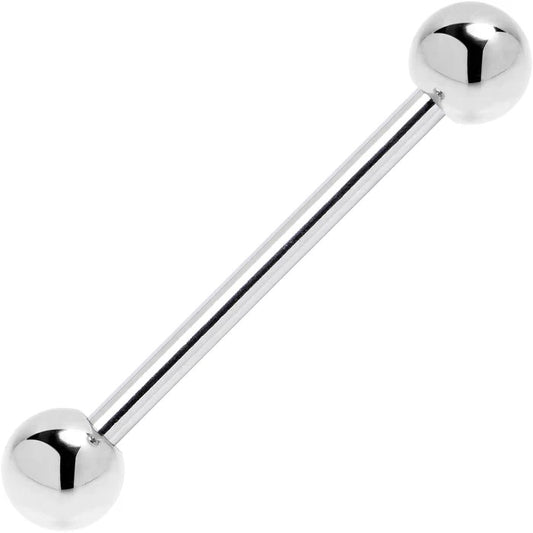 14K White Gold 14G Straight Barbell
