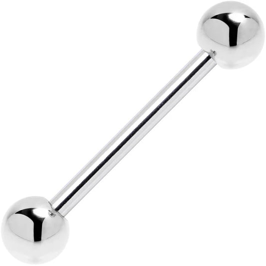 14K White Gold CZ Straight Barbell