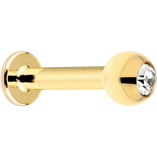 14K Gold CZ 14G Labret Stud
