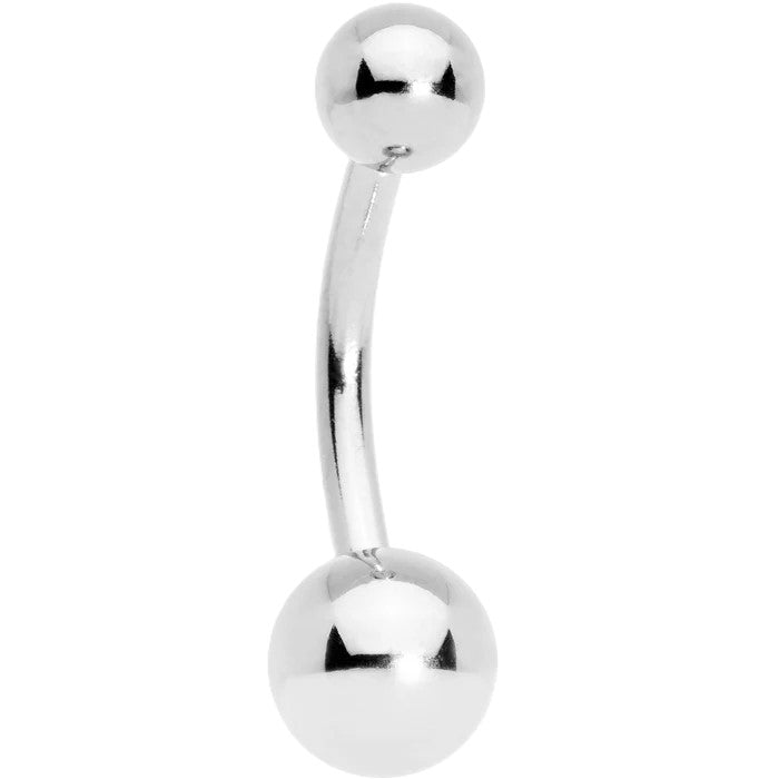14K White Gold High Polish 14G Navel Ring