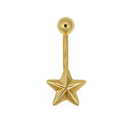 14K Gold Star Navel Ring
