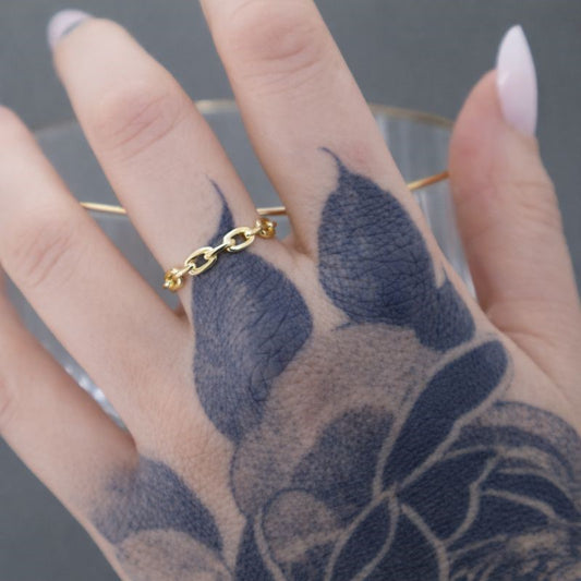 14K Gold-Plated Sterling Silver Open Link Band Ring