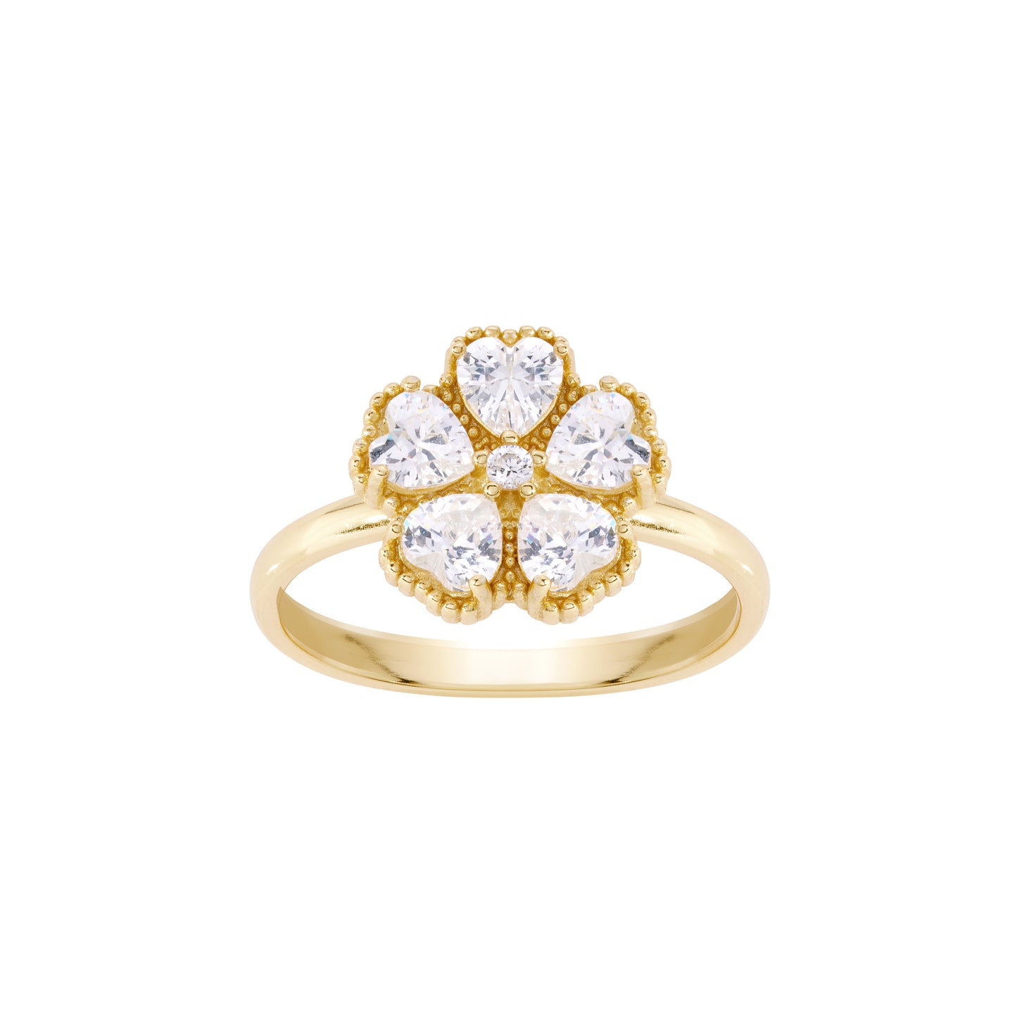 14K Gold-Plated Sterling Silver Beaded Flower Ring