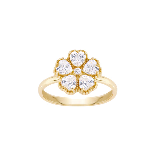 14K Gold-Plated Sterling Silver Beaded Flower Ring
