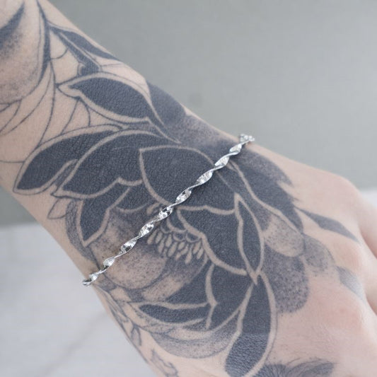 Rhodium Plated Twist Chain Bracelet
