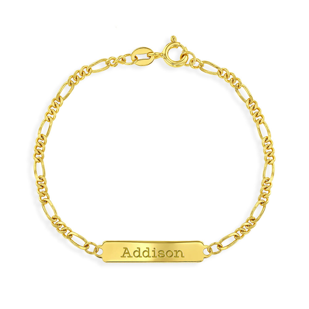 Gold Plated Engravable ID Figaro Children's Bracelet