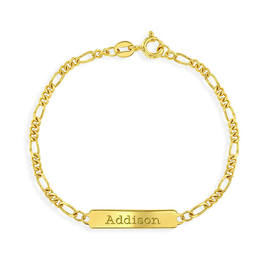 Gold Plated Engravable ID Figaro Children's Bracelet