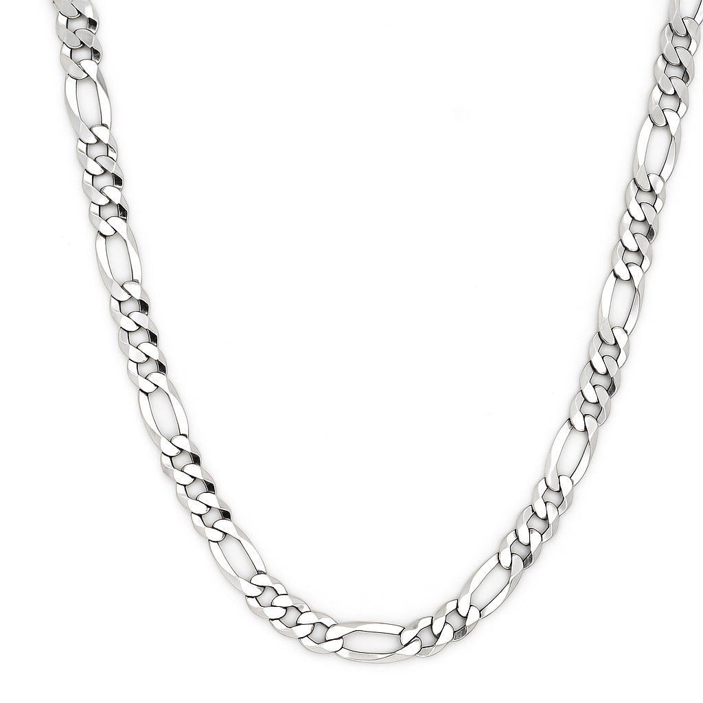 Rhodium Plated 100 Gauge Figaro Link 16" Chain